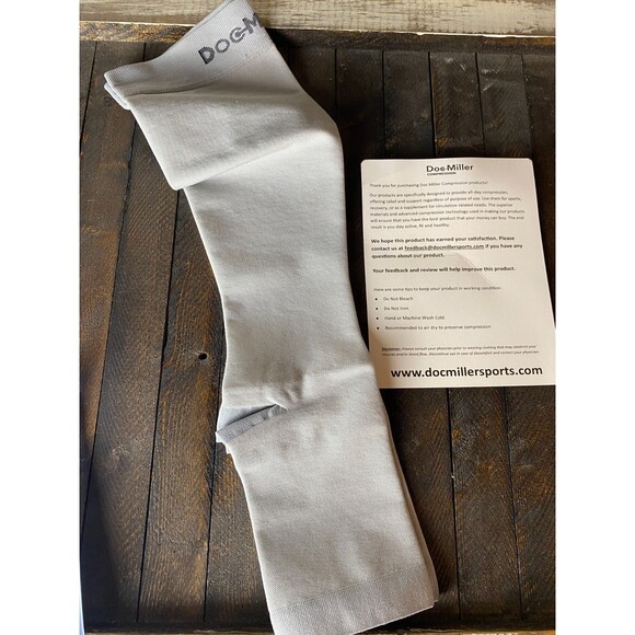 Doc Miller 1 pr Sz L Men Women Gray Open Toe Compression Sleeve 30-40 mmHg - Picture 1 of 6